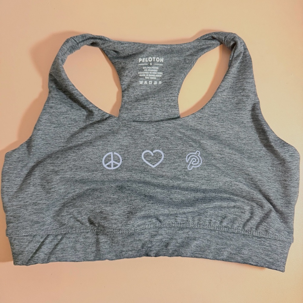 Peloton Sports Bra Size Small Gray Racerback Medium Support Workout Activewear
